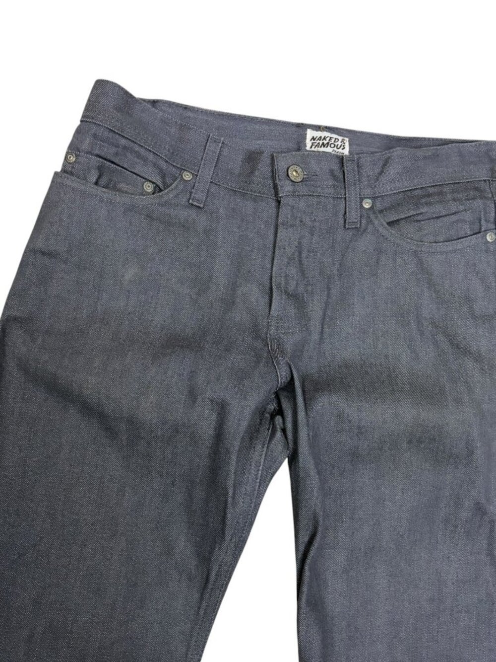 NAKED & FAMOUS Selvedge Denim Jeans Gray Straight Fit Pants Mens 32x36